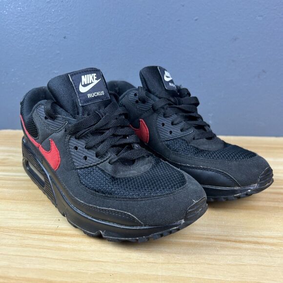 Nike Air Max 90 Sneakers Black Red CT3622-991 Women's Size 9 - Picture 2 of 9